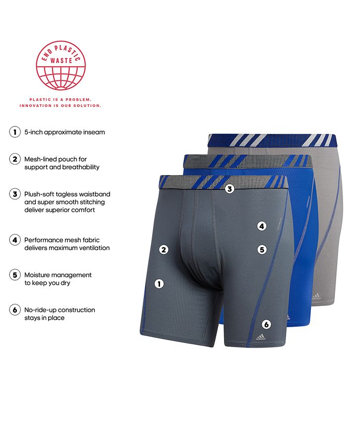 adidas Men's Sport Performance Mesh Boxer Briefs - 3-Pack - Macy's