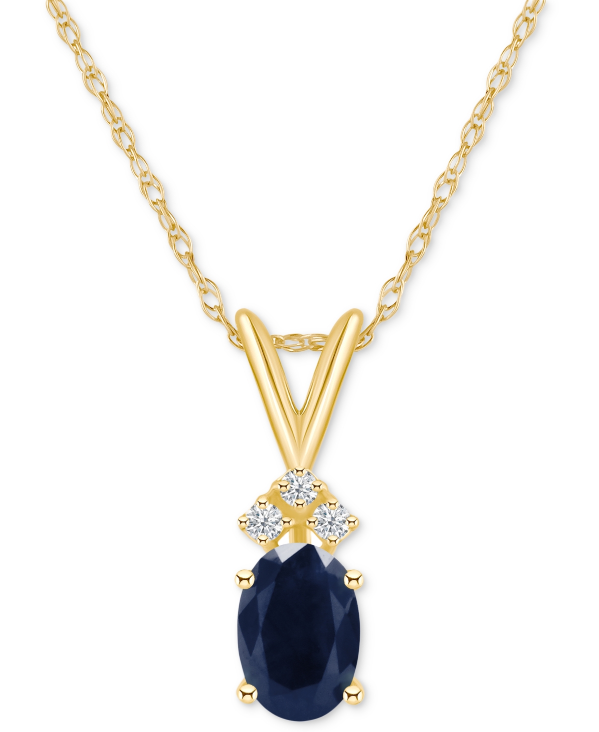 MACY'S SAPPHIRE (1 CT. T.W.) & DIAMOND ACCENT 18" PENDANT NECKLACE IN 14K GOLD (ALSO IN RUBY)