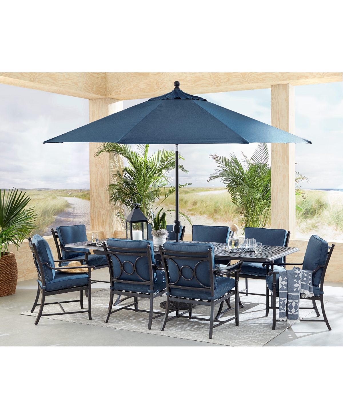 Agio Holland Outdoor 9pc Dining Set With Outdura Cushions, Created For Macy's In Remy Lotus
