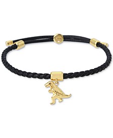 Gold-Tone Rexy Charm Braided Leather Adjustable Friendship Bracelet