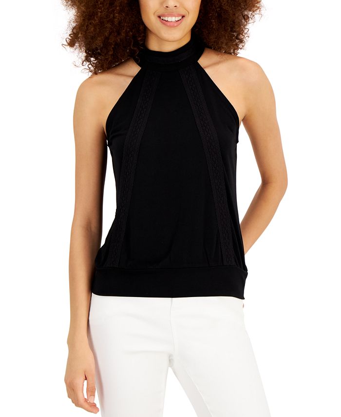 INC International Concepts Lace Inset Halter Top Created for