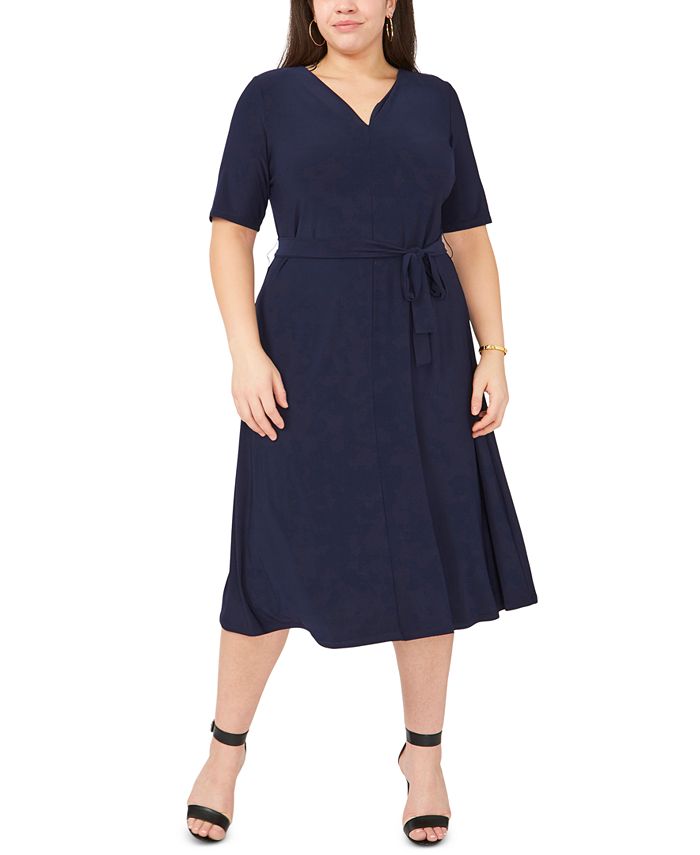 MSK Plus Size Tie-Waist Midi Dress & Reviews - Dresses - Plus Sizes ...