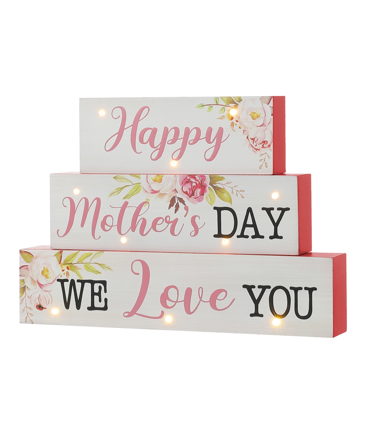 Glitzhome Lighted Wooden Happy Mother's Day Block Sign