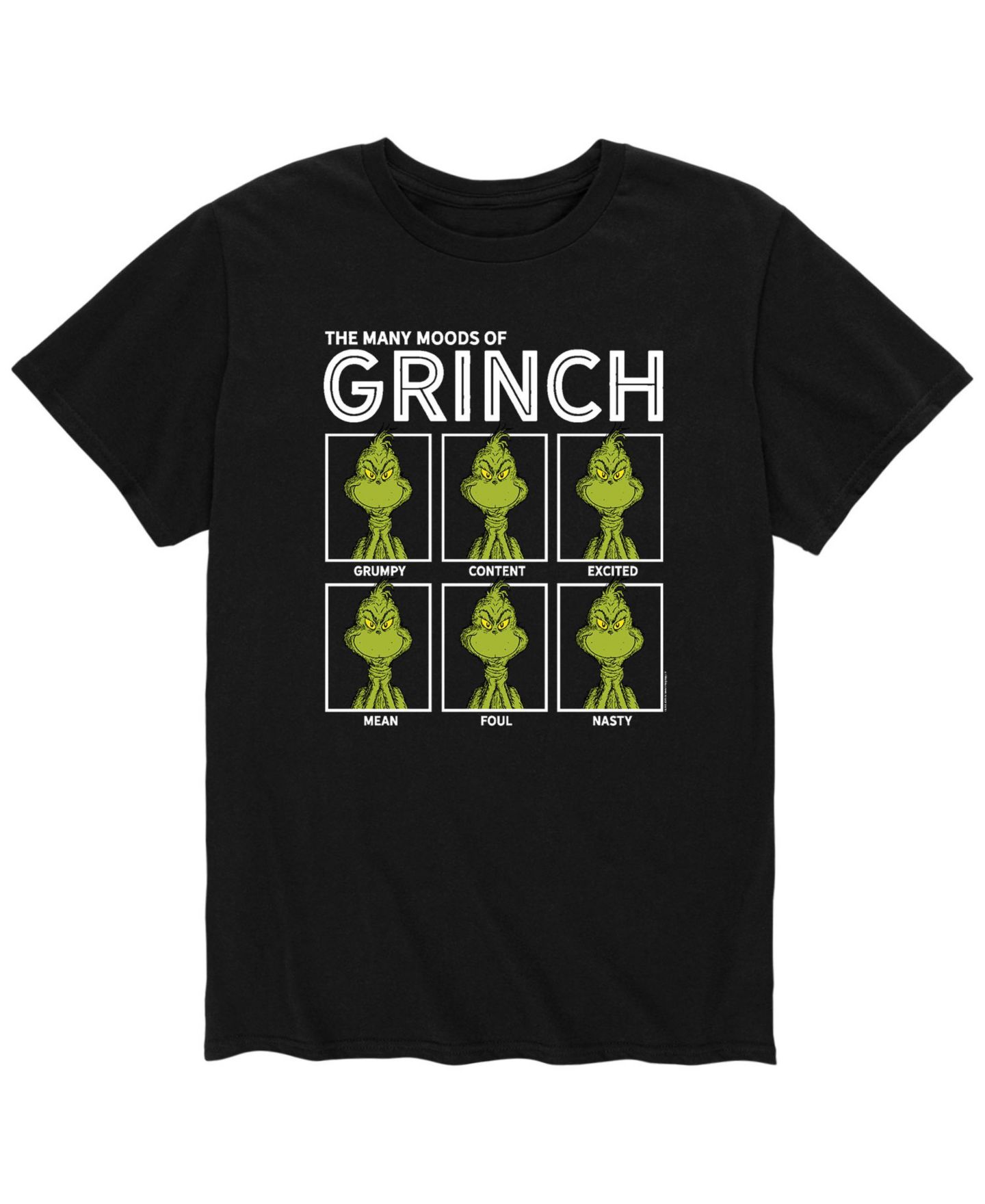 Мужская футболка AIRWAVES Dr. Seuss The Grinch Moods, цвет: Чёрный — фото 1