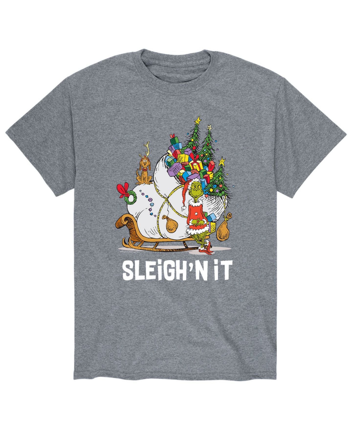 Мужская футболка AIRWAVES Dr. Seuss The Grinch Sleigh'n It, цвет: Серый — фото 1