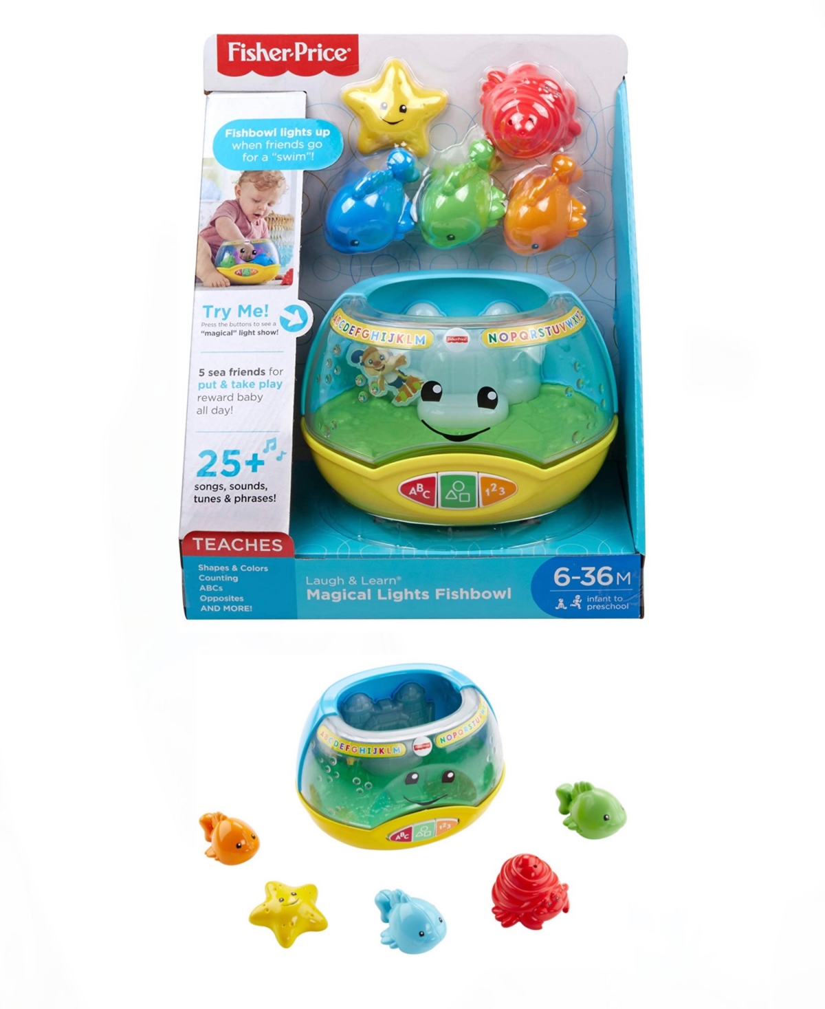Fisher Price Kids' Fisher-price Laugh And Learn Magical Lights Fishbowl-educational Toy In Multi Colored