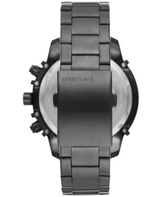 Men's Chronograph Griffed Gunmetal-Tone Stainless Steel Bracelet Watch 48mm