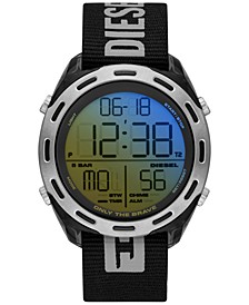 Men's Digital Crusher Black Nylon Strap Watch 46mm