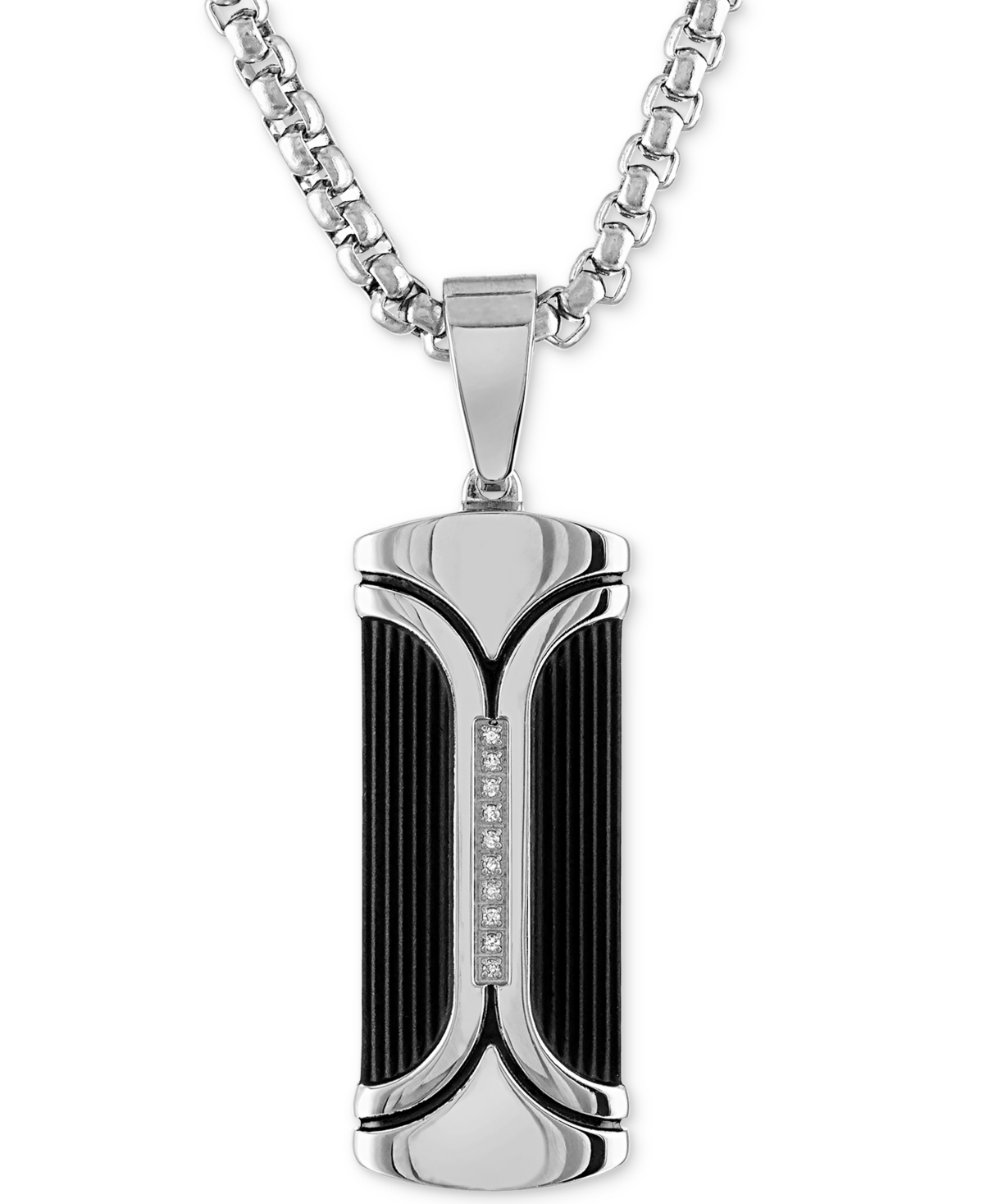 Diamond Accent Dog Tag 22" Pendant Necklace, Created for Macy's - Gold-Tone