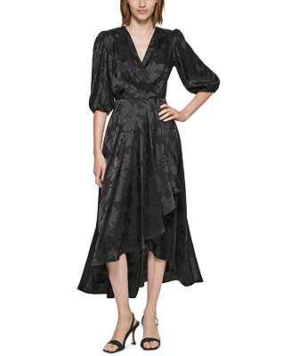 Calvin Klein Printed Faux-Wrap Dress - Macy's