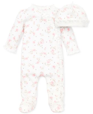 Baby Girls Coverall with Matching Hat, 2 Piece Set