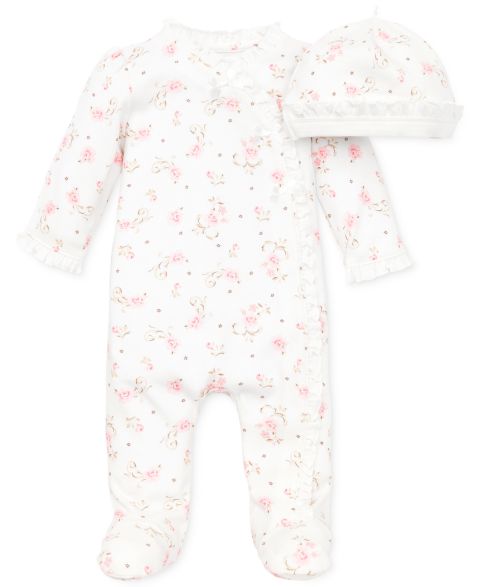 Комбинезоны Little Me Vintage Rose Coverall with Matching Hat, 2 Piece Set для девочек-малышей, цвет: Слоновая кость / Розовый