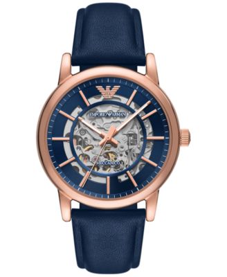 Emporio Armani - Men's Automatic Blue Leather Strap Watch 43mm