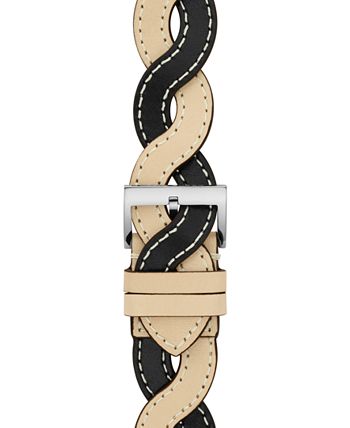 Braided Black & White Leather Band For Apple Watch® 38mm/40mm