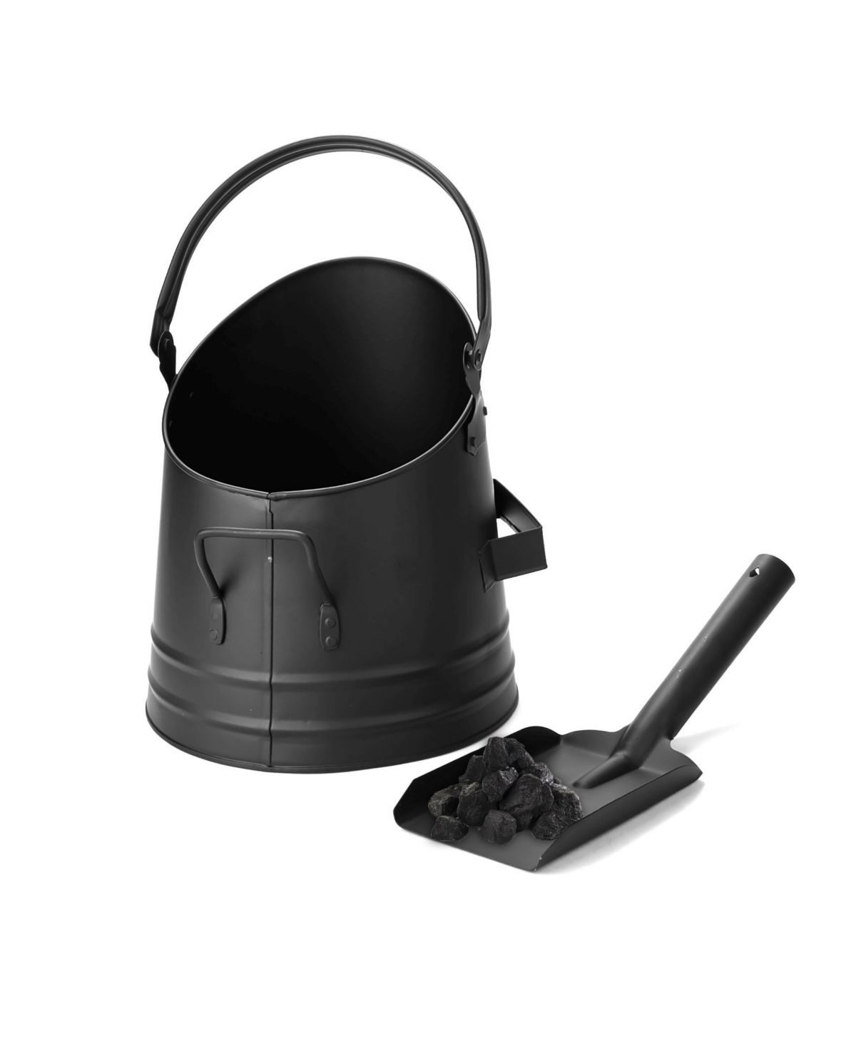 Small Fireplace Bucket and Shovel Set, 2 Pieces - Black