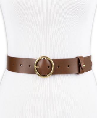 Women's Circular Center Bar Buckle Leather Belt