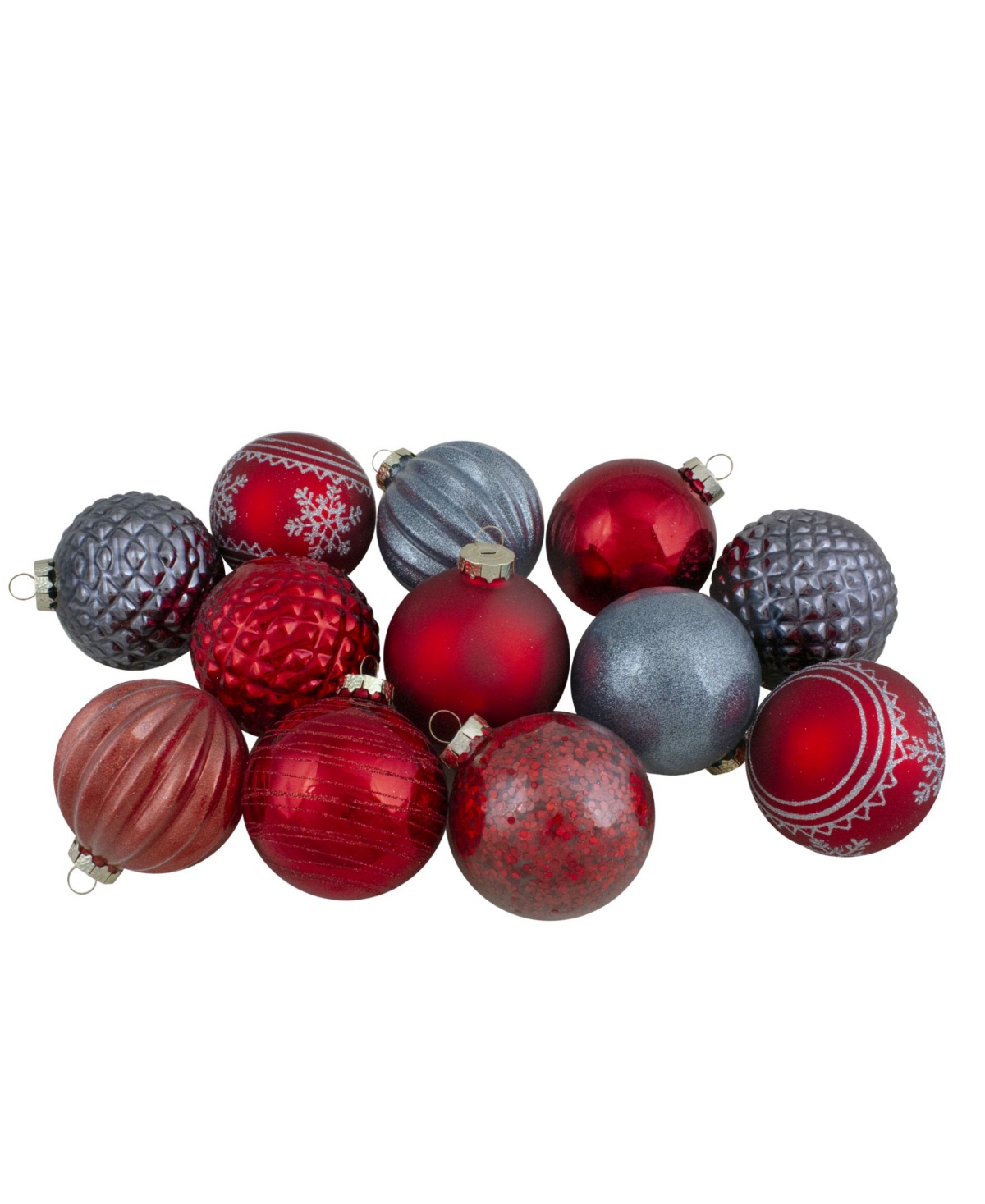 Northlight Finial And Glass Ball Christmas Ornaments Set, 12 Pieces In Multi-colored