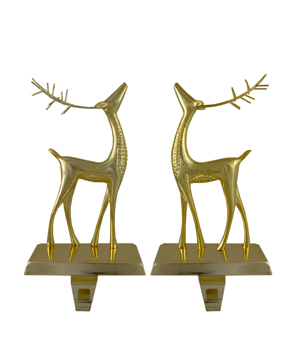 Northlight 9.75" Standing Reindeer Christmas Stocking Holders, Set Of 2 In Gold-tone