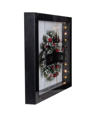 14" Framed 3D Merry Christmas LED Christmas Box Decor