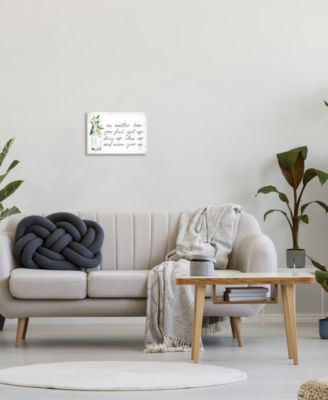 No Matter How You Feel Never Give Up Inspirational Plants in Mason Jar Wall Plaque Art, 10" x 15"