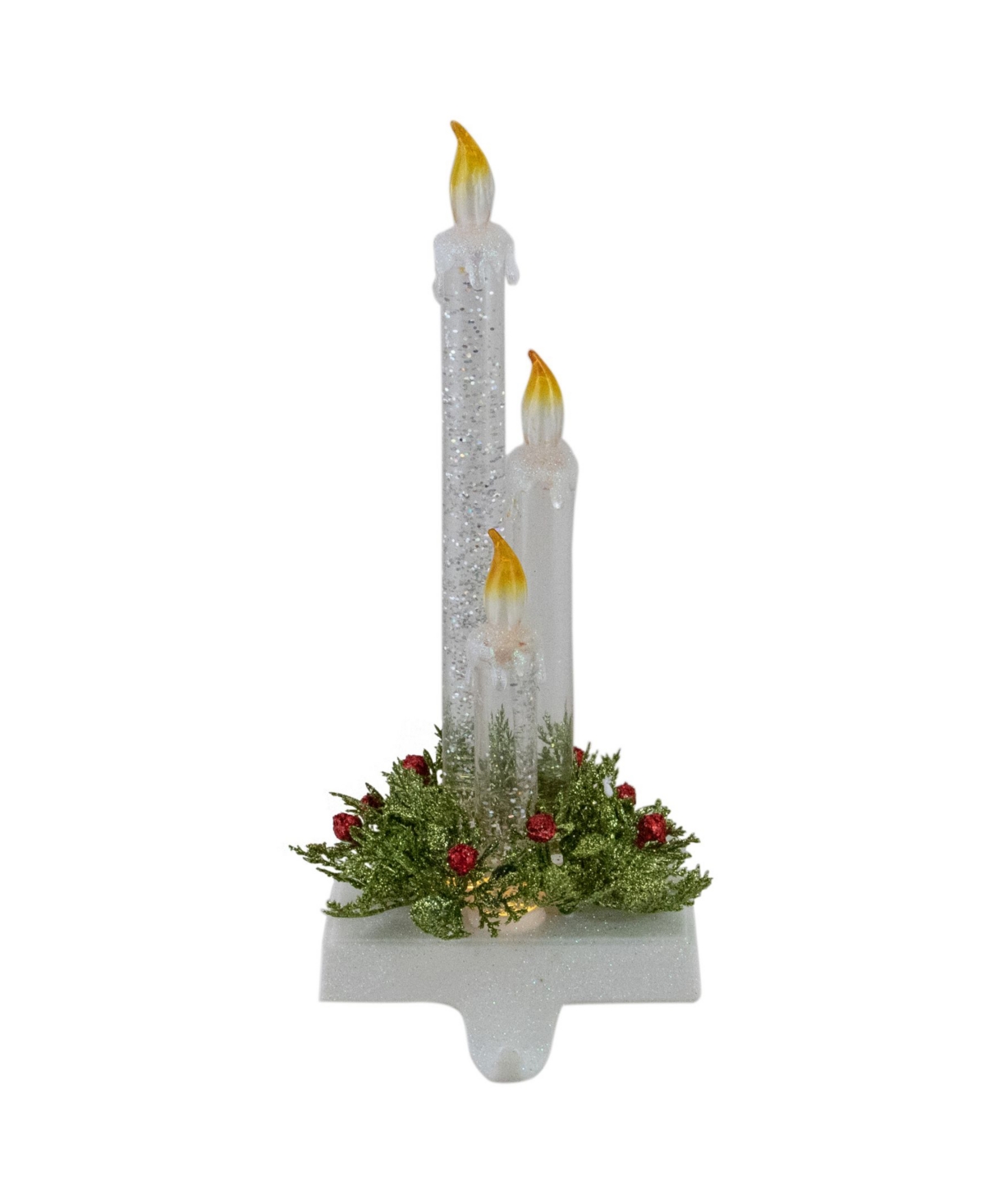 9" Battery Operated Led Lighted Candle Christmas Stocking Holder - White