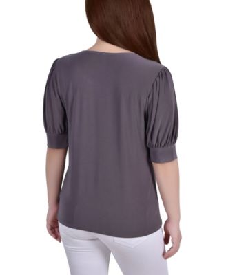 Petite Short Sleeve Balloon Sleeve Top