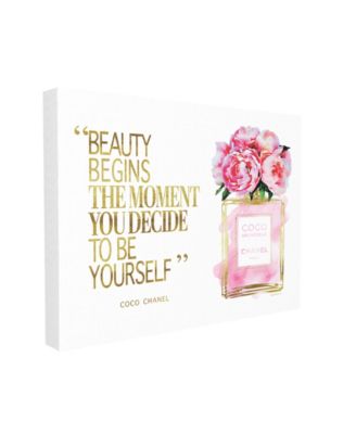 Fashion Designer Perfume Gold-Tone Pink Watercolor Inspirational Word Stretched Canvas Wall Art, 24" x 30"