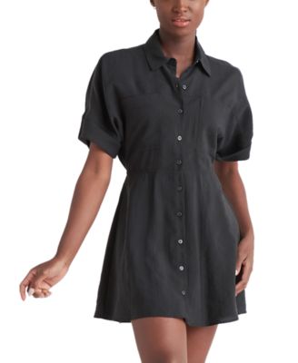 black button down shirt dress