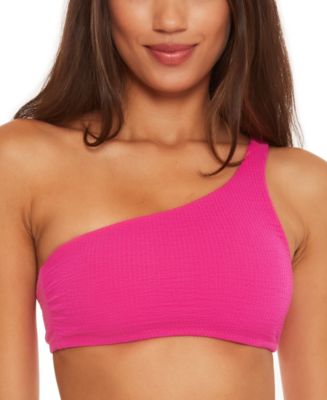 Becca Women's Pucker up Textured Tie Back Bikini Top Swimsuit Pink main image 0