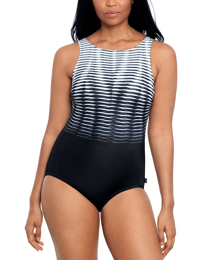 Reebok Mirage Effect Printed Swimsuit - Macy's