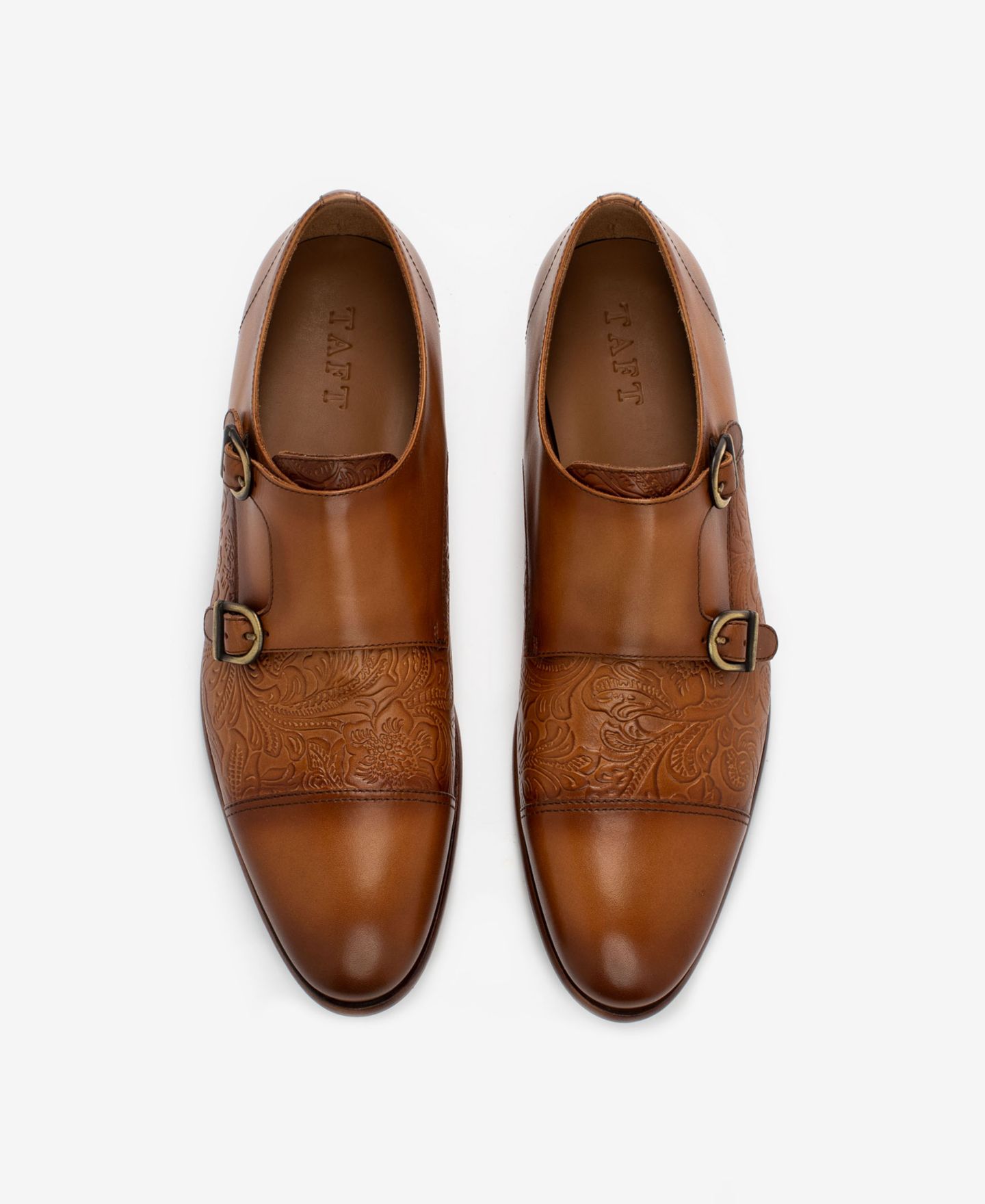 Обувь Taft Men's Lucca Embossed Floral Leather Monk Strap Dress Shoes, цвет: Медовый с принтом — фото 11