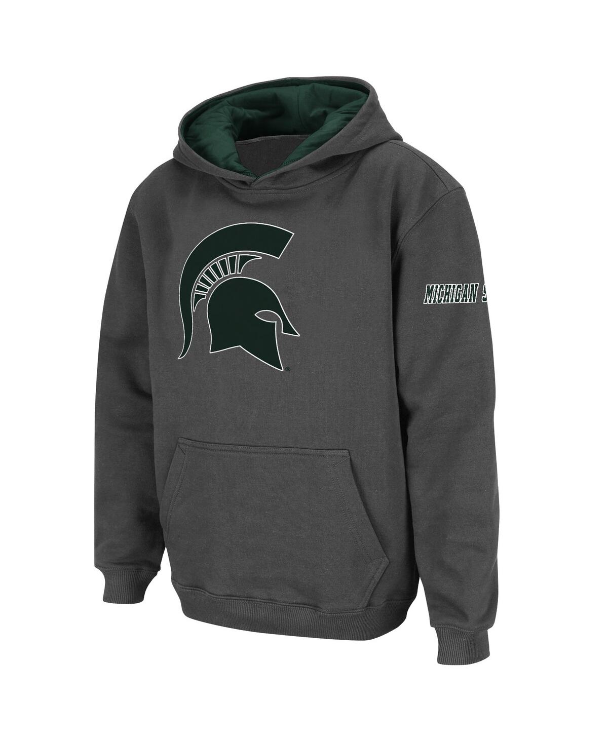Stadium Athletic Big Boys Charcoal Michigan State Spartans Big Logo Pullover Hoodie In Charcoal