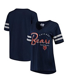 Women's Navy Chicago Bears Triple Play V-Neck T-shirt