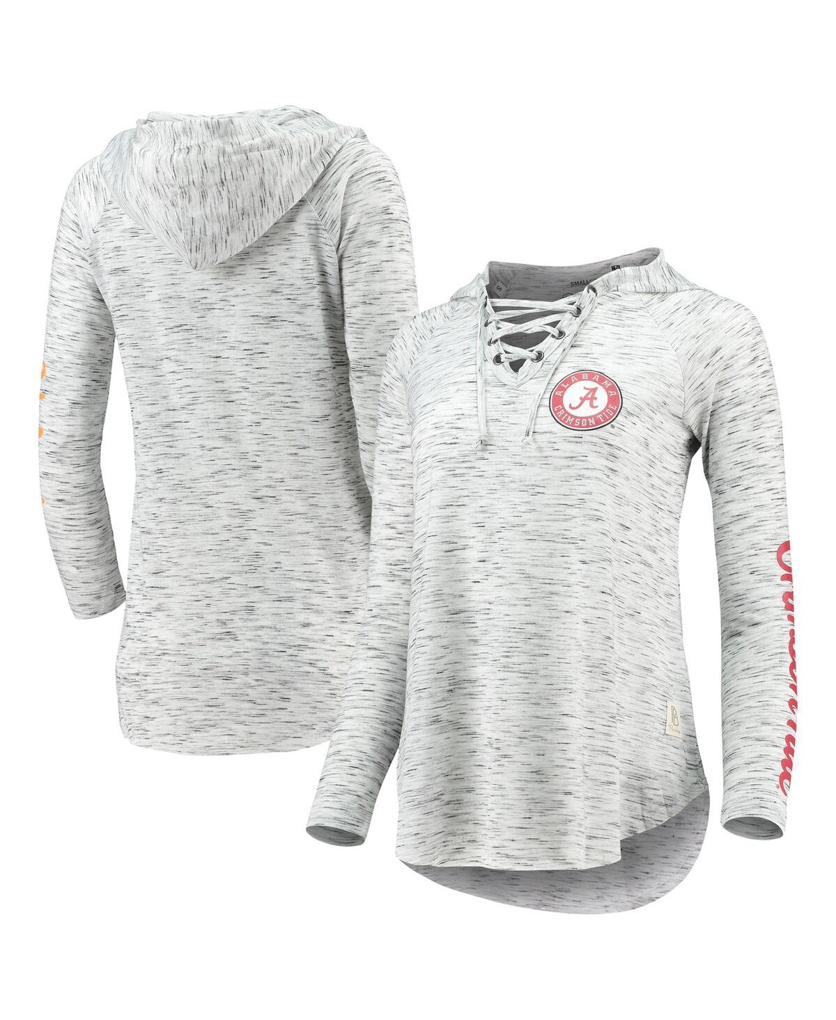 Women's Gray Alabama Crimson Tide Space Dye Lace-Up V-Neck Long Sleeve T-shirt - Gray