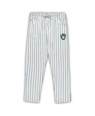 Men's White, Royal Milwaukee Brewers Big and Tall Pinstripe Sleep Set