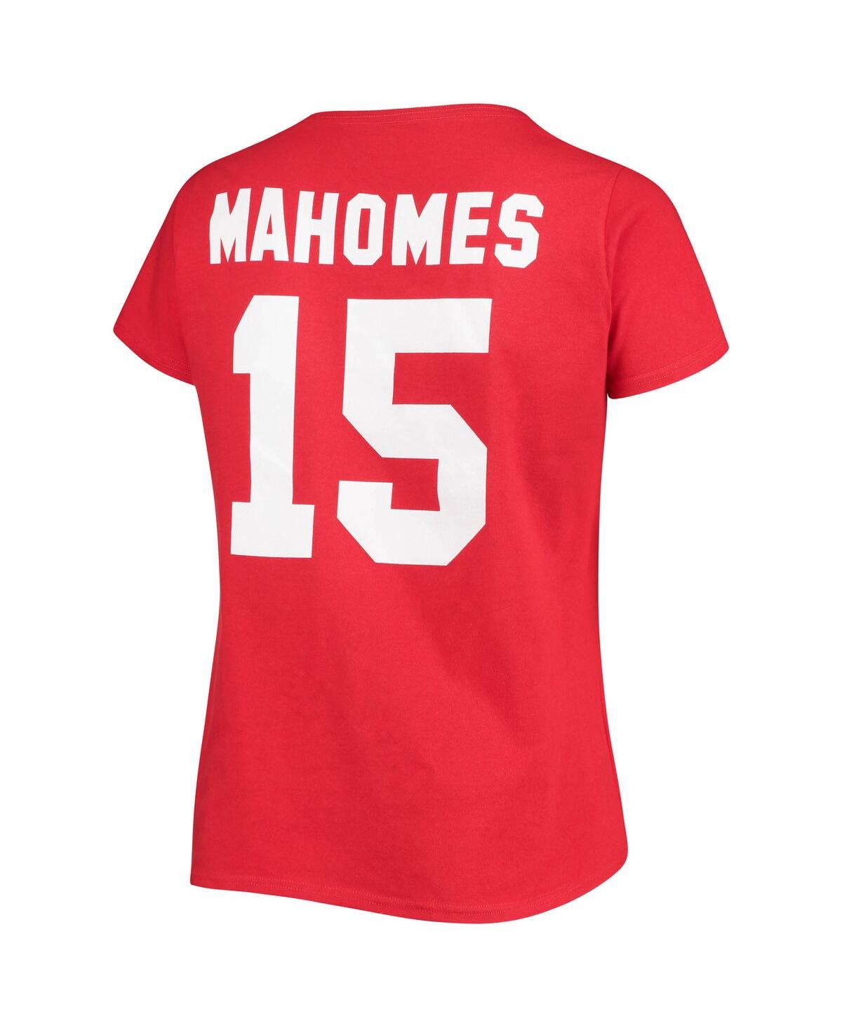 Women's Patrick MahomesKansas City Chiefs Plus Size Name and Number V-Neck T-shirt - Red