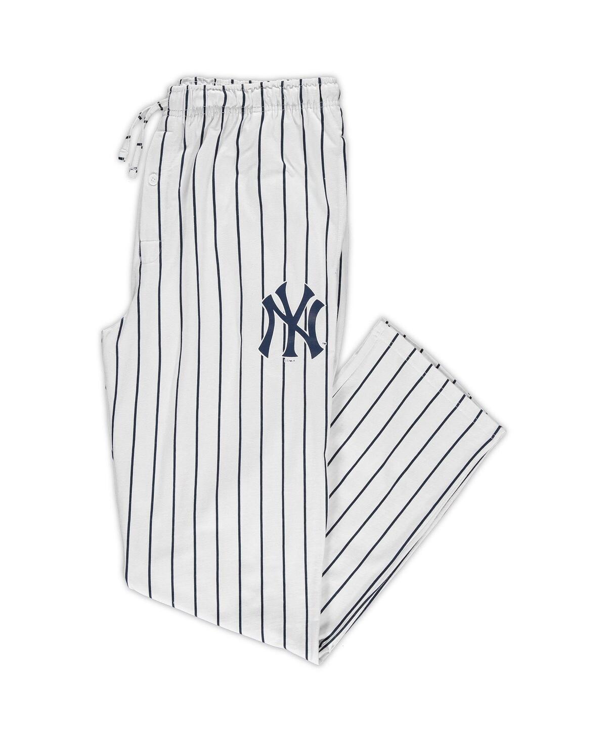 Shop Concepts Sport Men's White, Navy New York Yankees Big And Tall Pinstripe Sleep Pants In White,navy