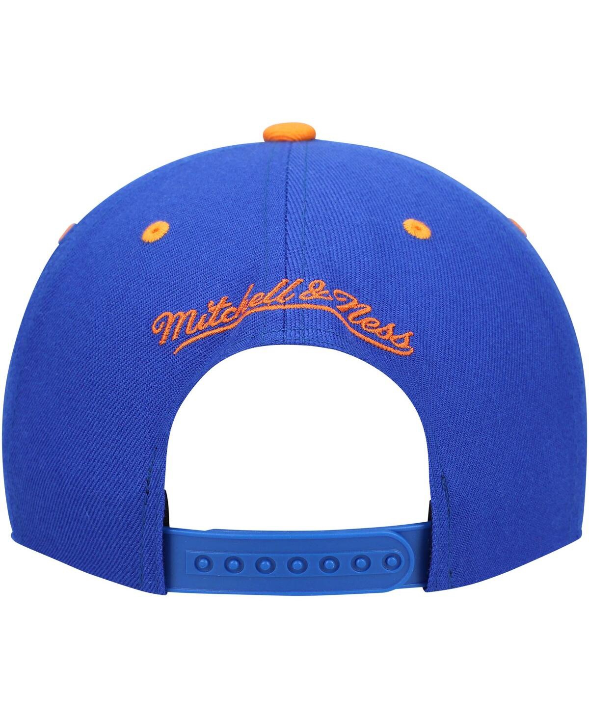 Shop Mitchell & Ness Men's Blue And Orange New York Knicks Upside Down Snapback Hat In Blue,orange