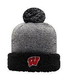 Women's Black Wisconsin Badgers Snug Cuffed Knit Hat with Pom