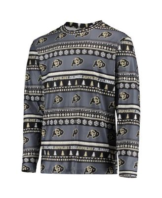 Men's Black Colorado Buffaloes Ugly Sweater Long Sleeve T-shirt and Pants Sleep Set