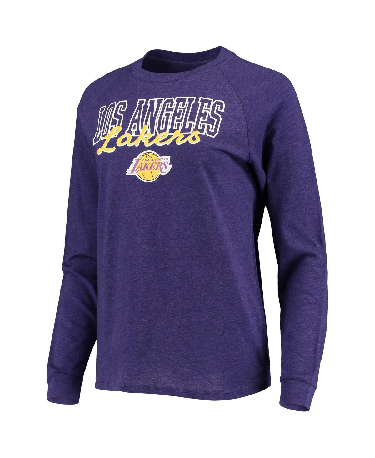 Concepts Sport Women's Heathered Black, Heathered Purple Los Angeles Lakers Raglan Long Sleeve T-shirt And Shorts S In Heathered Black,heathered Purple