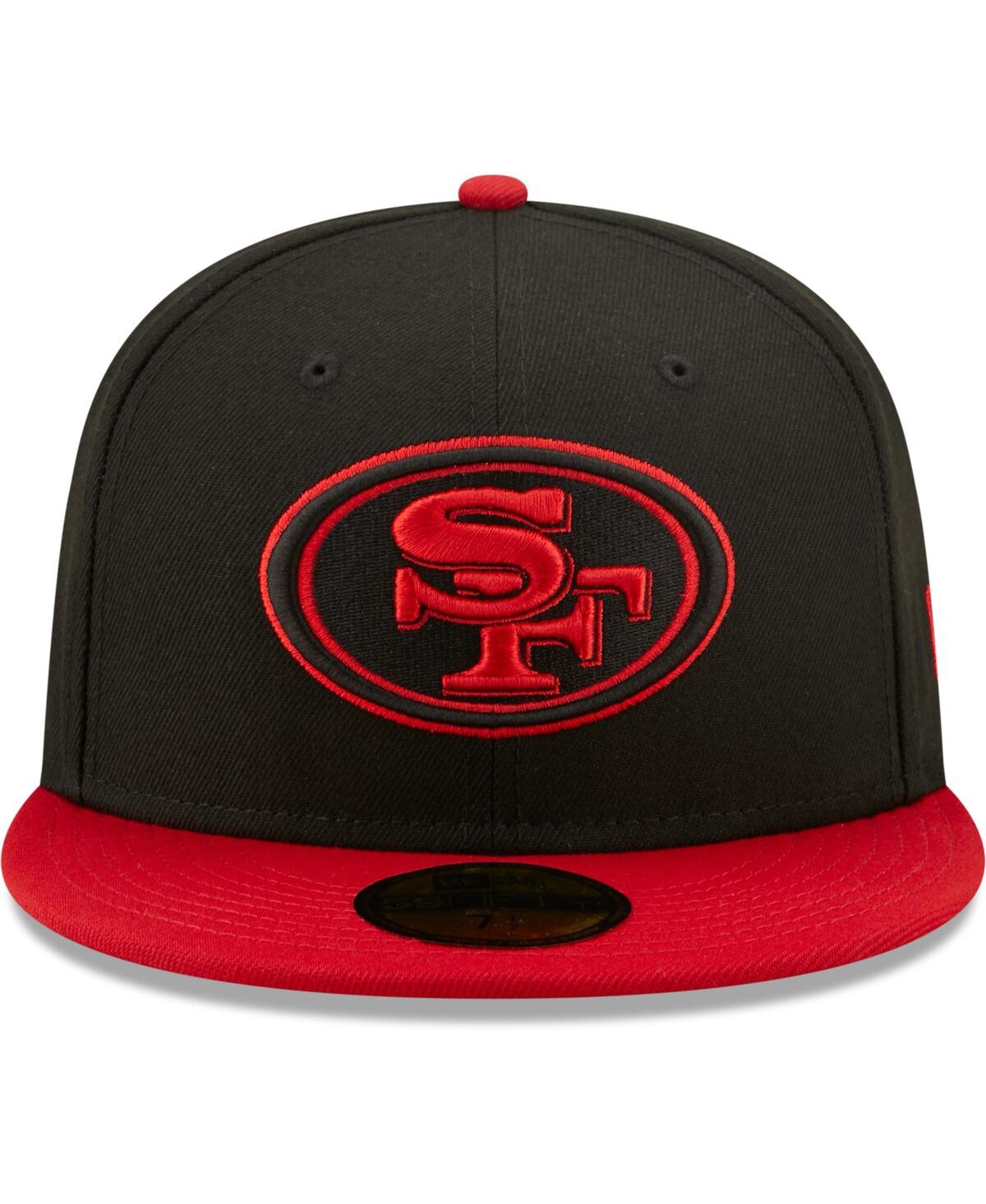 Men'sand Scarlet San Francisco 49ers Flipside 59FIFTY Fitted Hat - Black, Scarlet