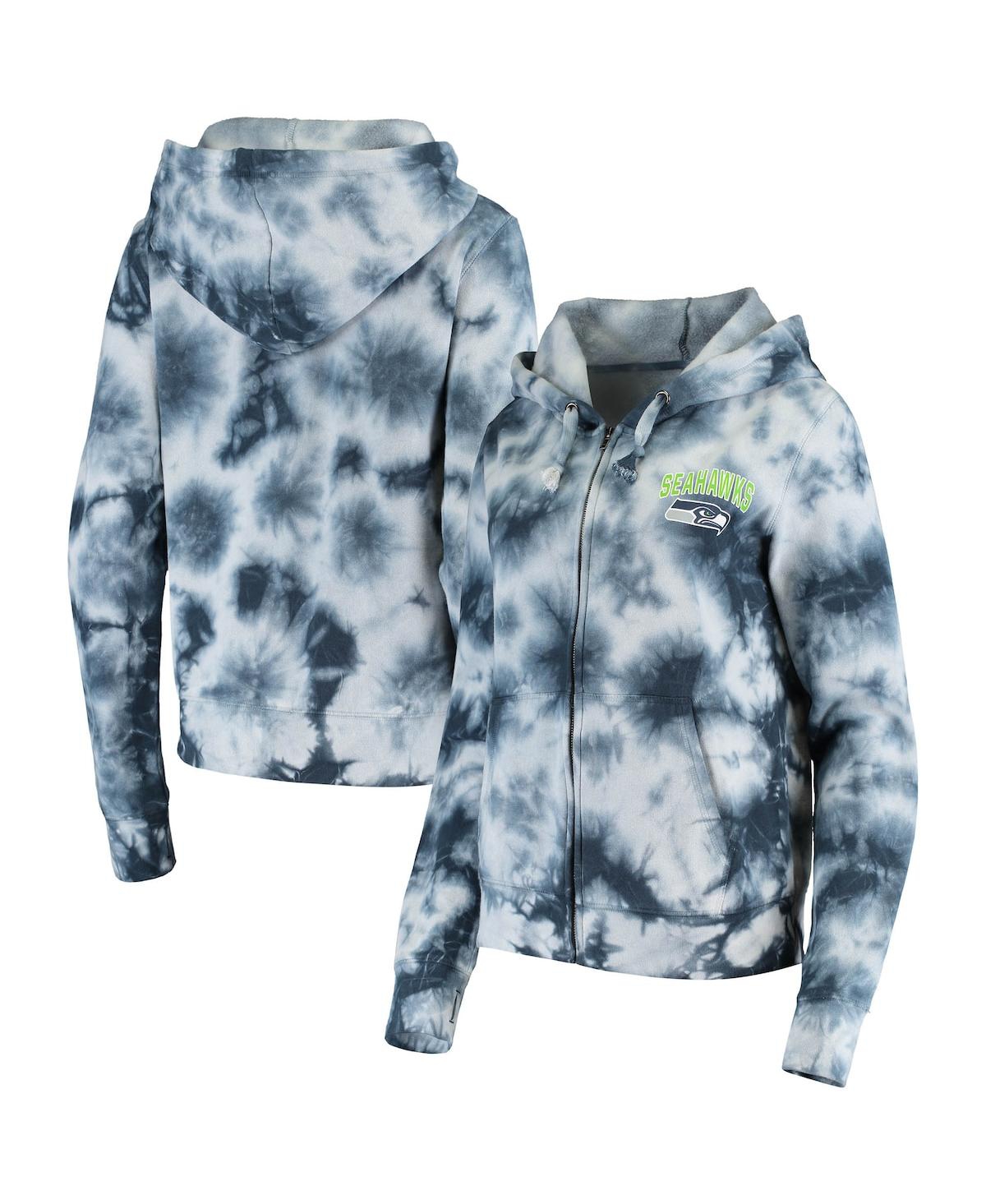 Women's CollegeSeattle Seahawks Tie Dye Fleece Full-Zip Hoodie - Navy