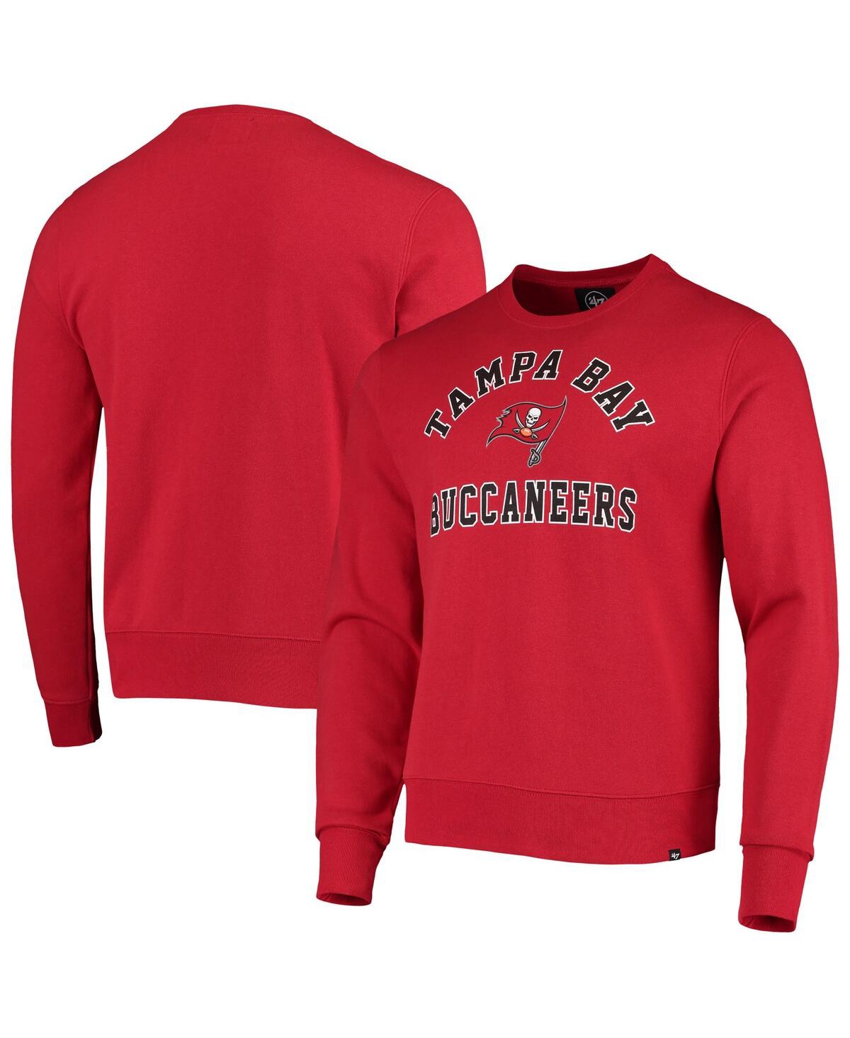 Shop 47 Brand Men's Red Tampa Bay Buccaneers Varsity Arch Headline Fleece Pullover Sweatshirt