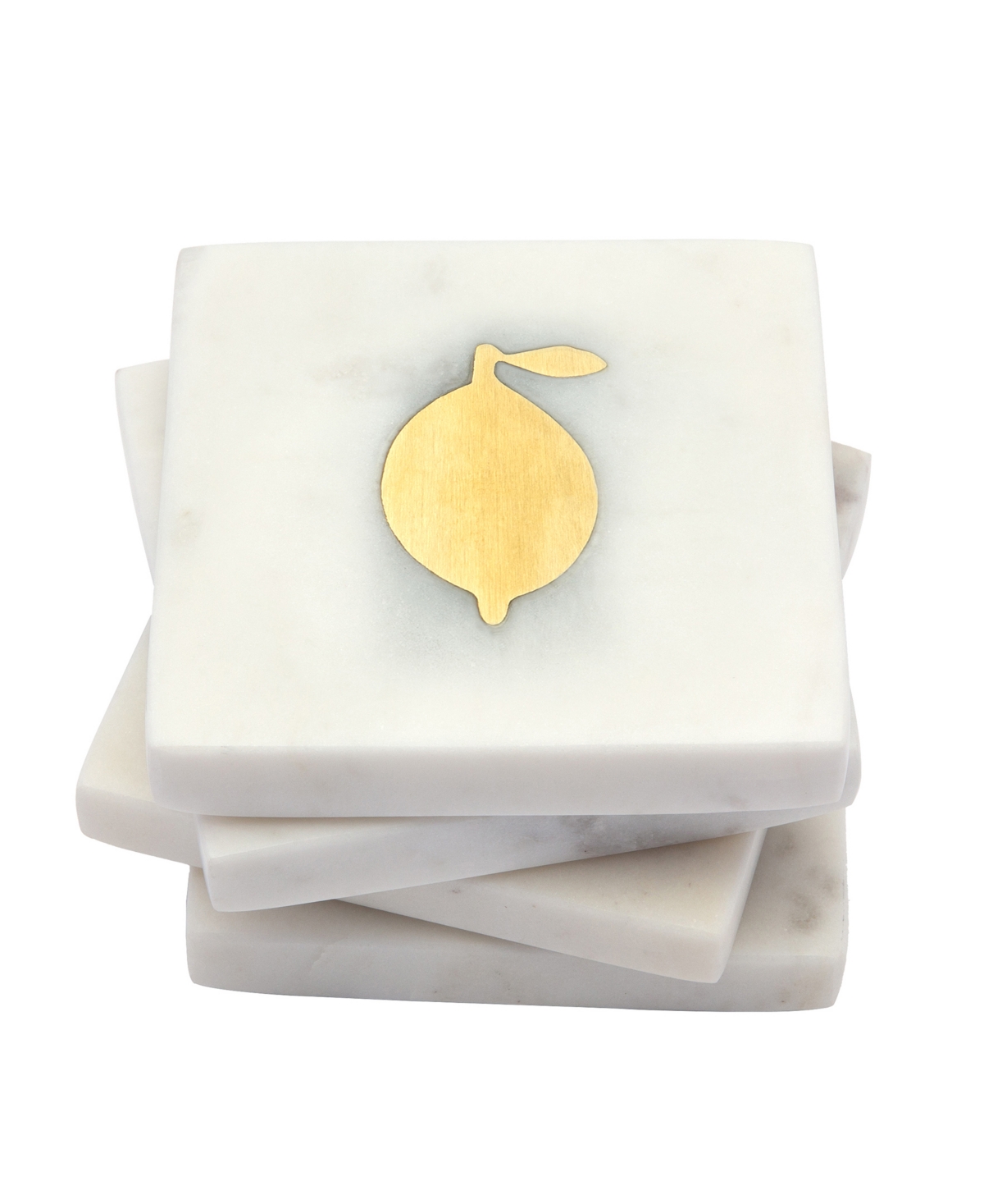 THIRSTYSTONE MARBLE COASTERS WITH INLAID LEMONS, SET OF 4 