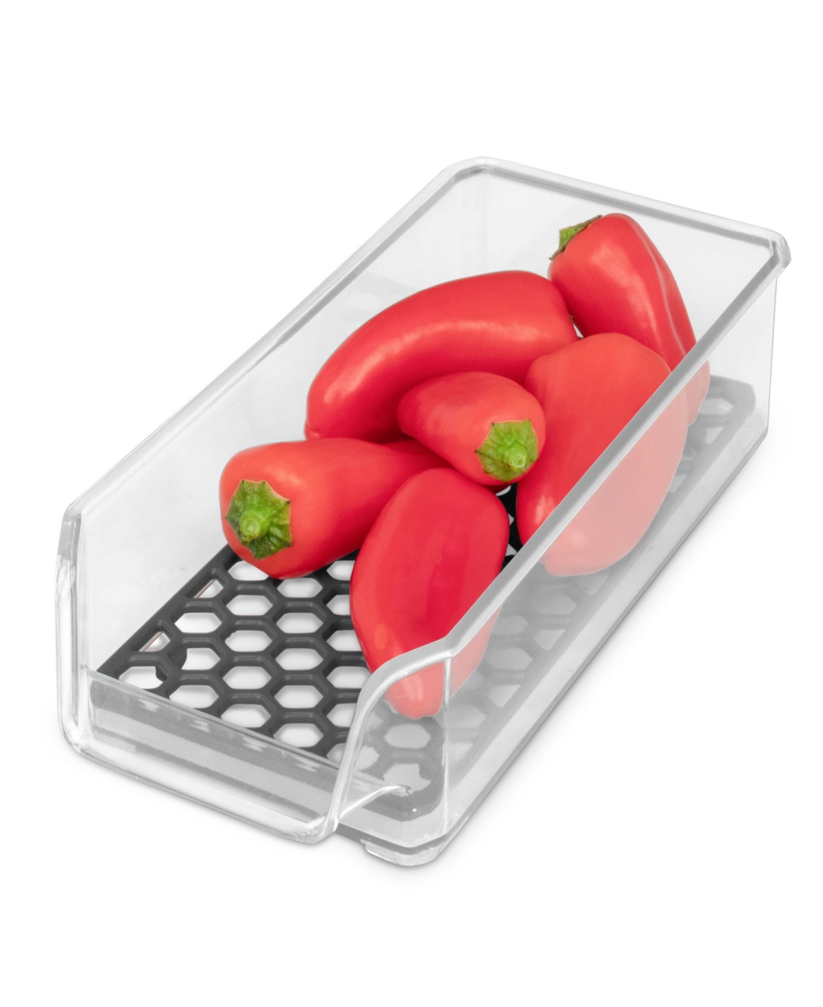 Hexa in Fridge Organizers with 3 Stackable Refrigerator Bins and Egg Storage Tray Set, 4 Piece - Clear and Dark Gray