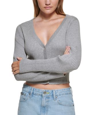 Dkny Jeans Cropped Fitted Cardigan In 