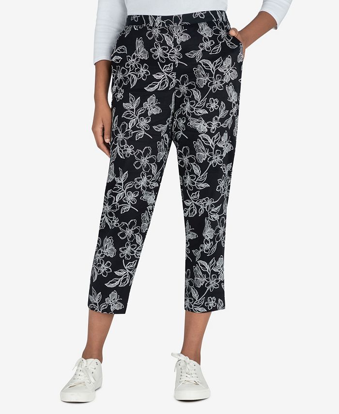 Alfred Dunner Petite Southern Charm Butterfly Floral Ankle Pants
