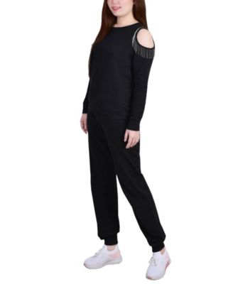 Women's Long Sleeve Cold Shoulder Jogger Set