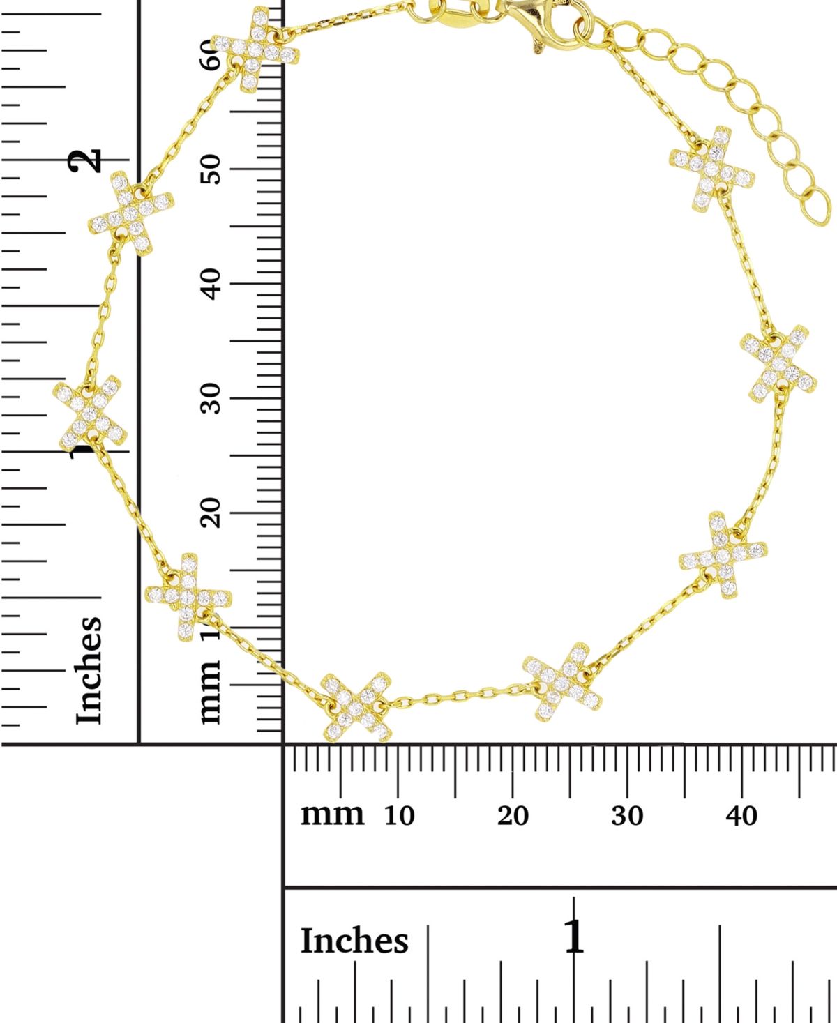 Cubic Zirconia X Chain Bracelet in Sterling Silver or 14k Gold-Plated Sterling Silver